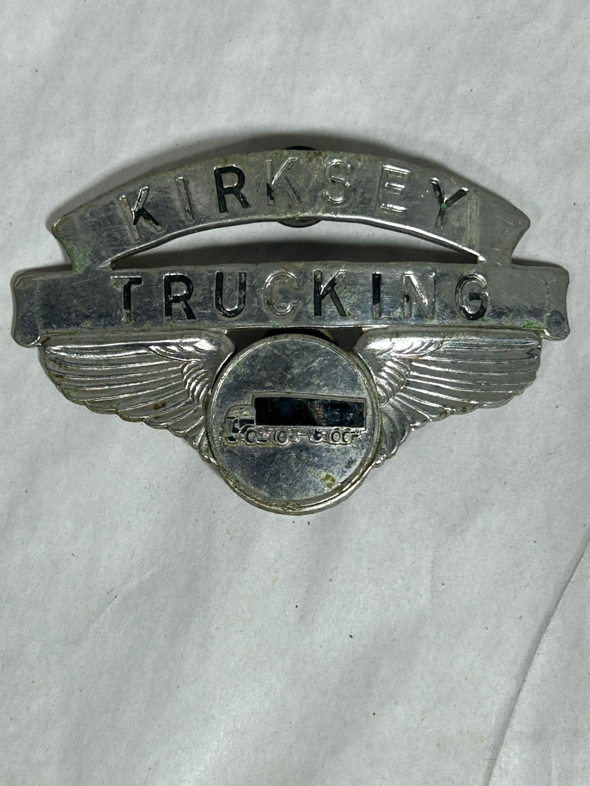 Vintage Kirksey Trucking Hat Badge Cap Advertising Semi Metal Pin Display