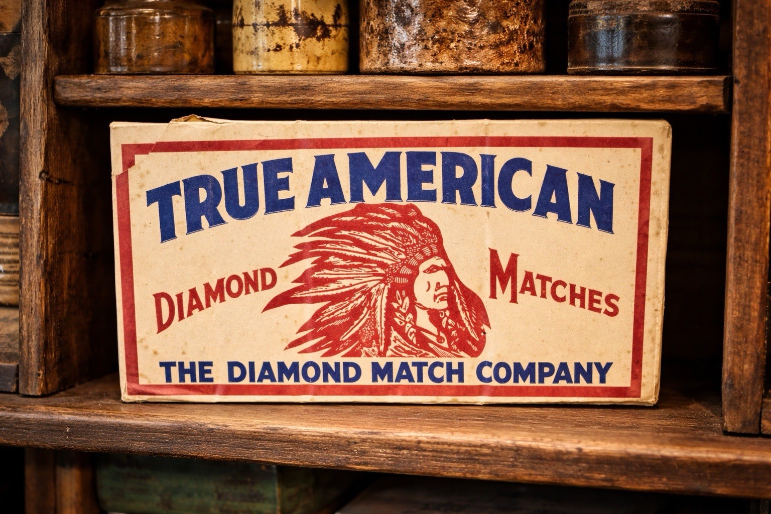 Vintage True American Diamond Matches Matchbox Native American 6 Pack Sleeve