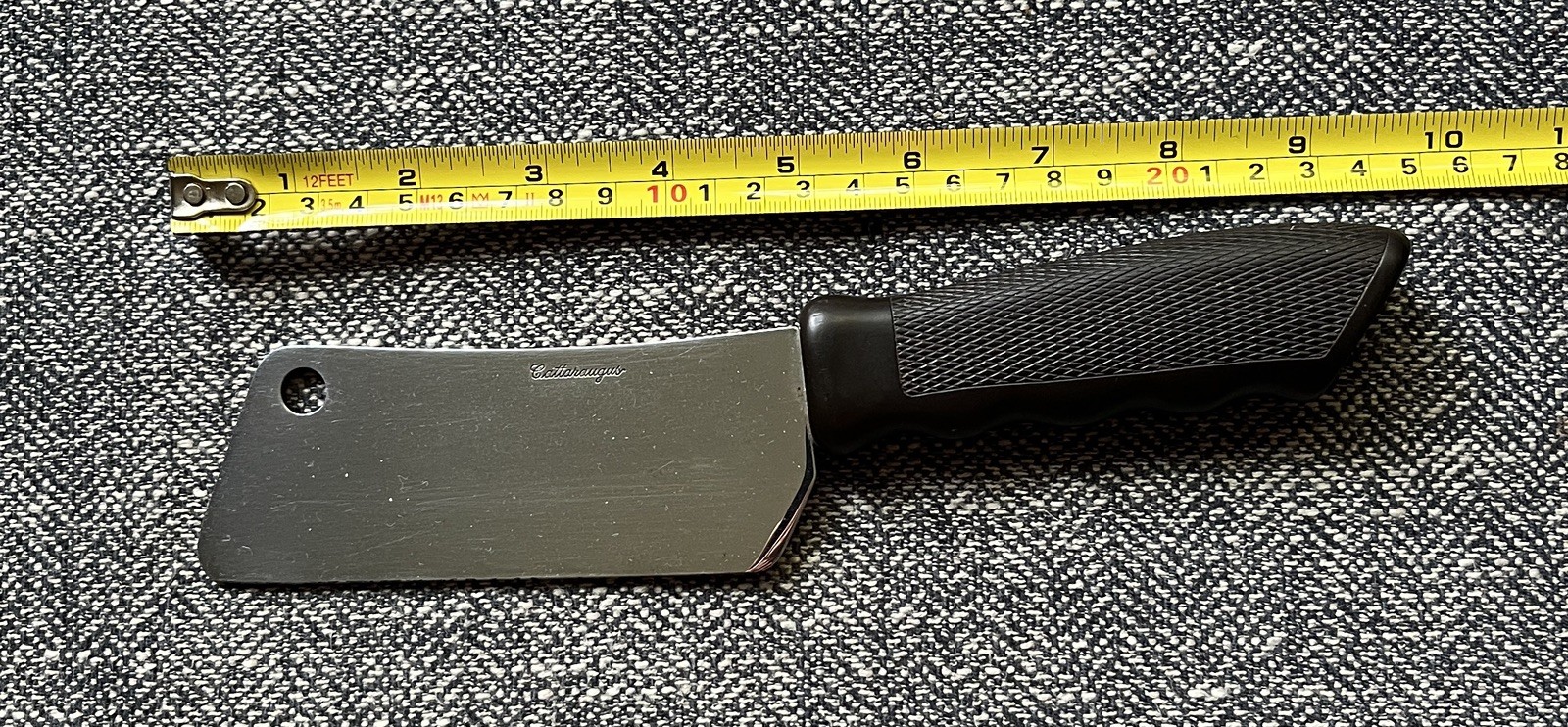 Vintage CATTARAUGUS Black Handle Meat Cleaver Blade KNIFE Made In USA