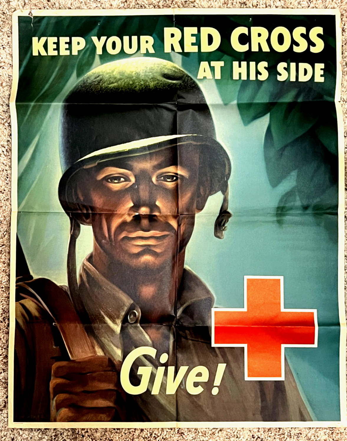 Original 1944 Keep Your Red Cross at His Side Give  WWII Poster Whitman Jr.