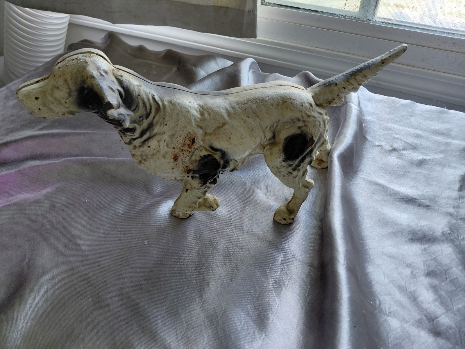 antique hubley cast iron doorstop pointer dog original condition