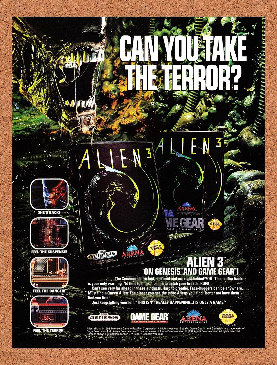 1991 Alien 3 On Sega Original Advertisement / Retro Promo v5
