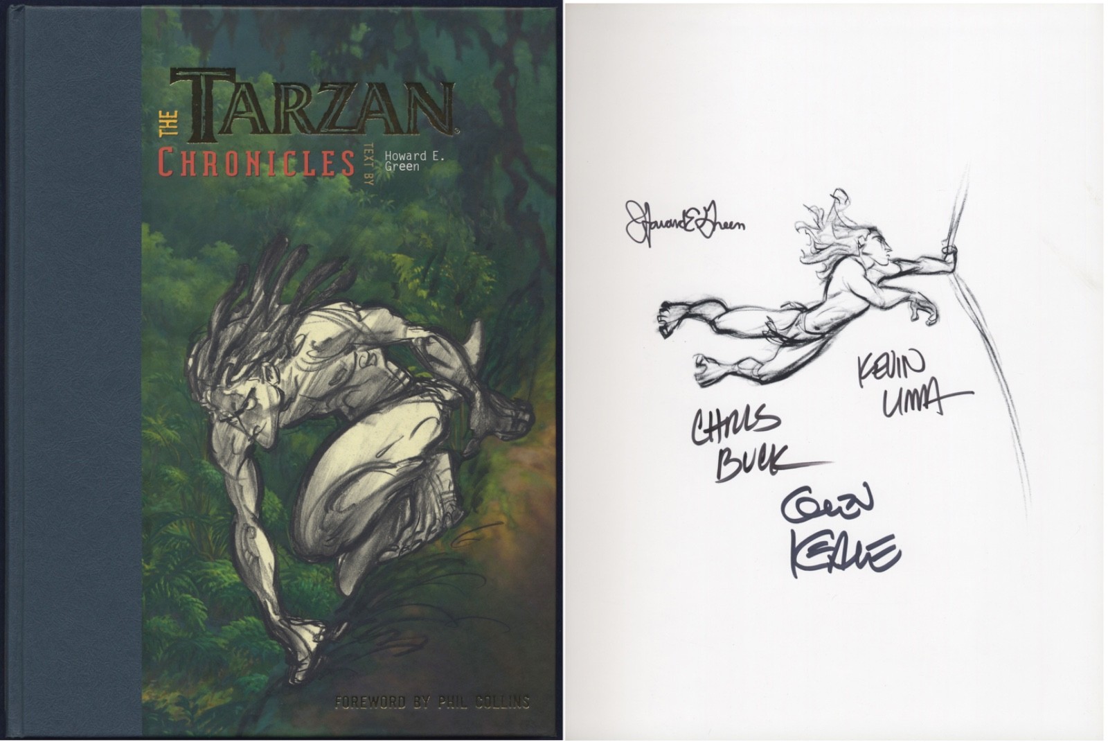 Disney TARZAN CHRONICLES Book SIGNED by 2 DIRECTORS, Animator GLEN KEANE, 1999