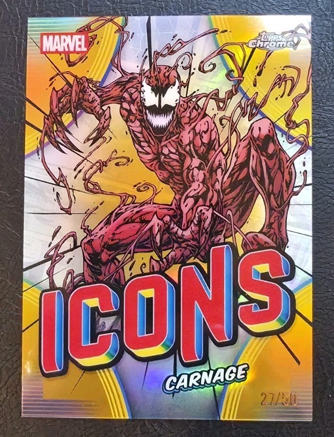 2026 Topps Chrome Marvel - Carnage Marvel Icon Gold Refractor #/50 - Spider-Man