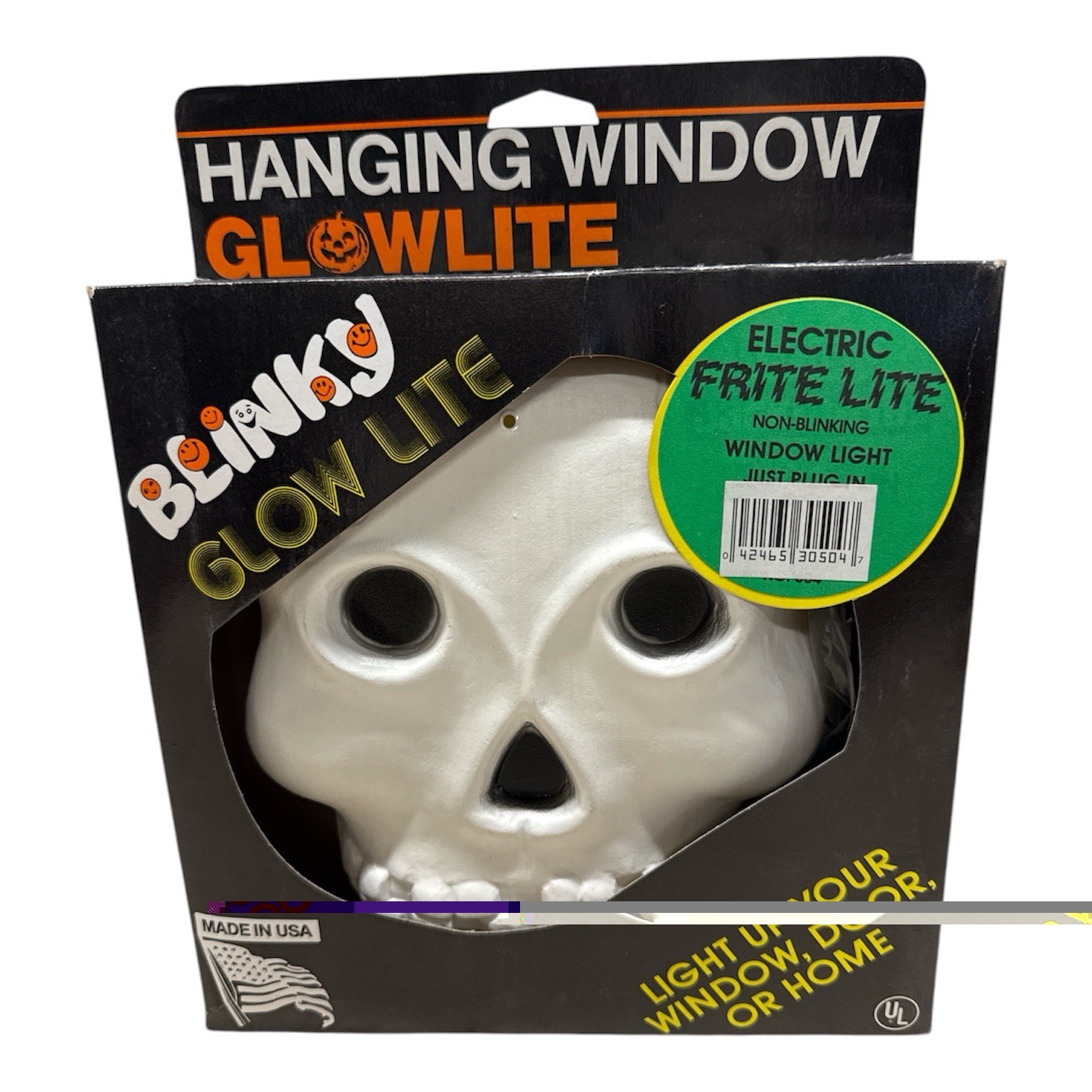 VINTAGE HALLOWEEN BLINKY GLOW LITE BLOW MOLD SKULL NOS NIP 1999 RARE NOS