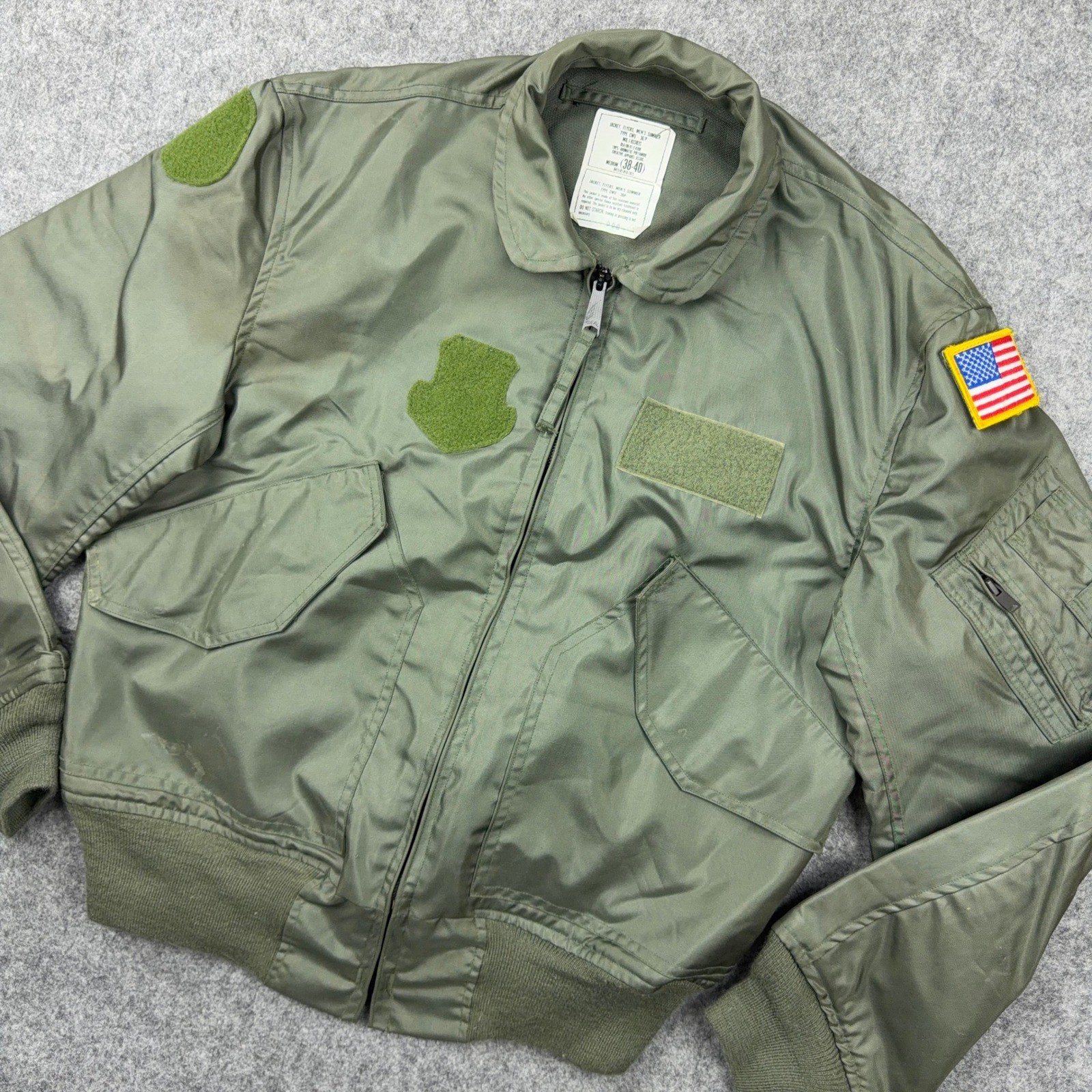VTG Military Flight Jacket Mens Medium Green Summer Flyers CWU-36/P Bomber 90s