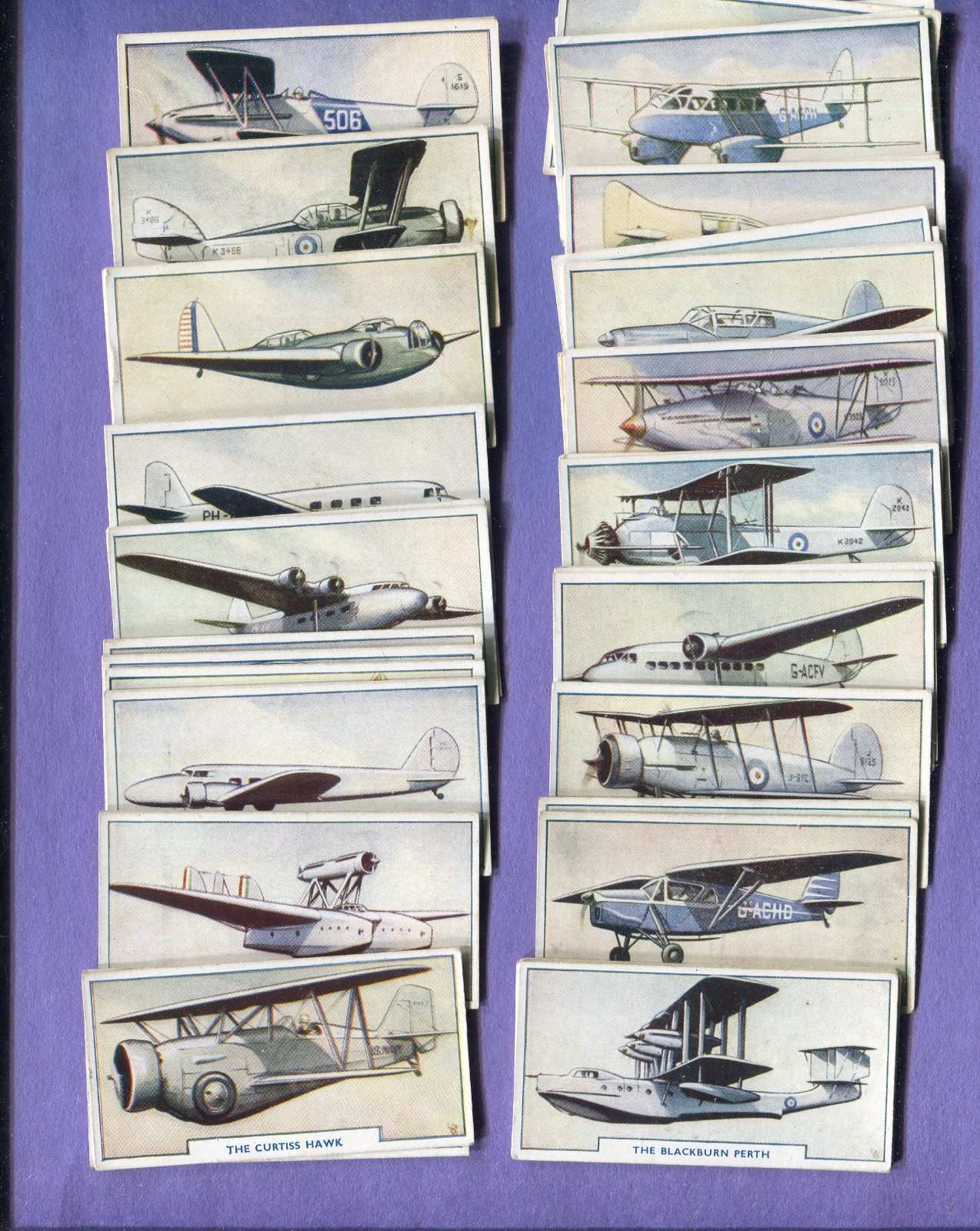 1938 GODFREY PHILLIPS LTD. AIRCRAFT 54 DIFFERENT TOBACCO CARD SET AIRPLANES