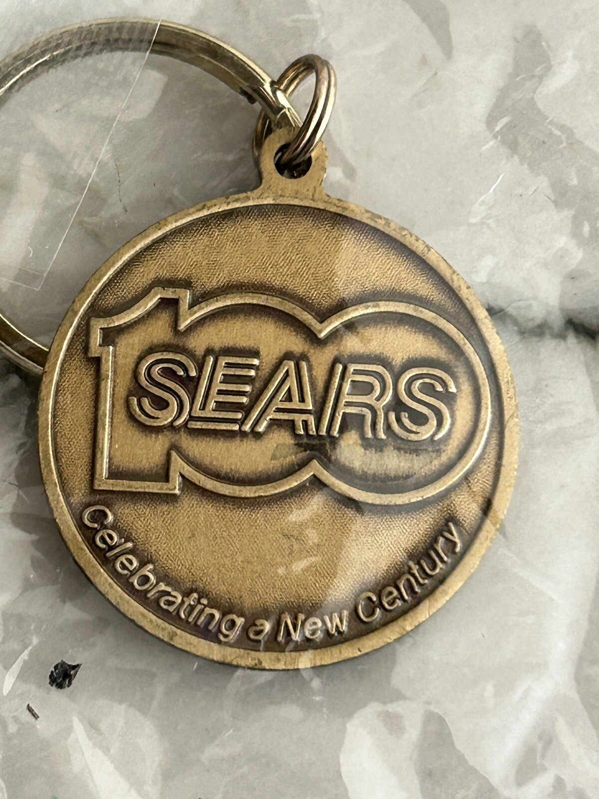NOS Vintage Sears Roebuck & Co 100 Years 1886-1986 Commemorative Keychain Gold T