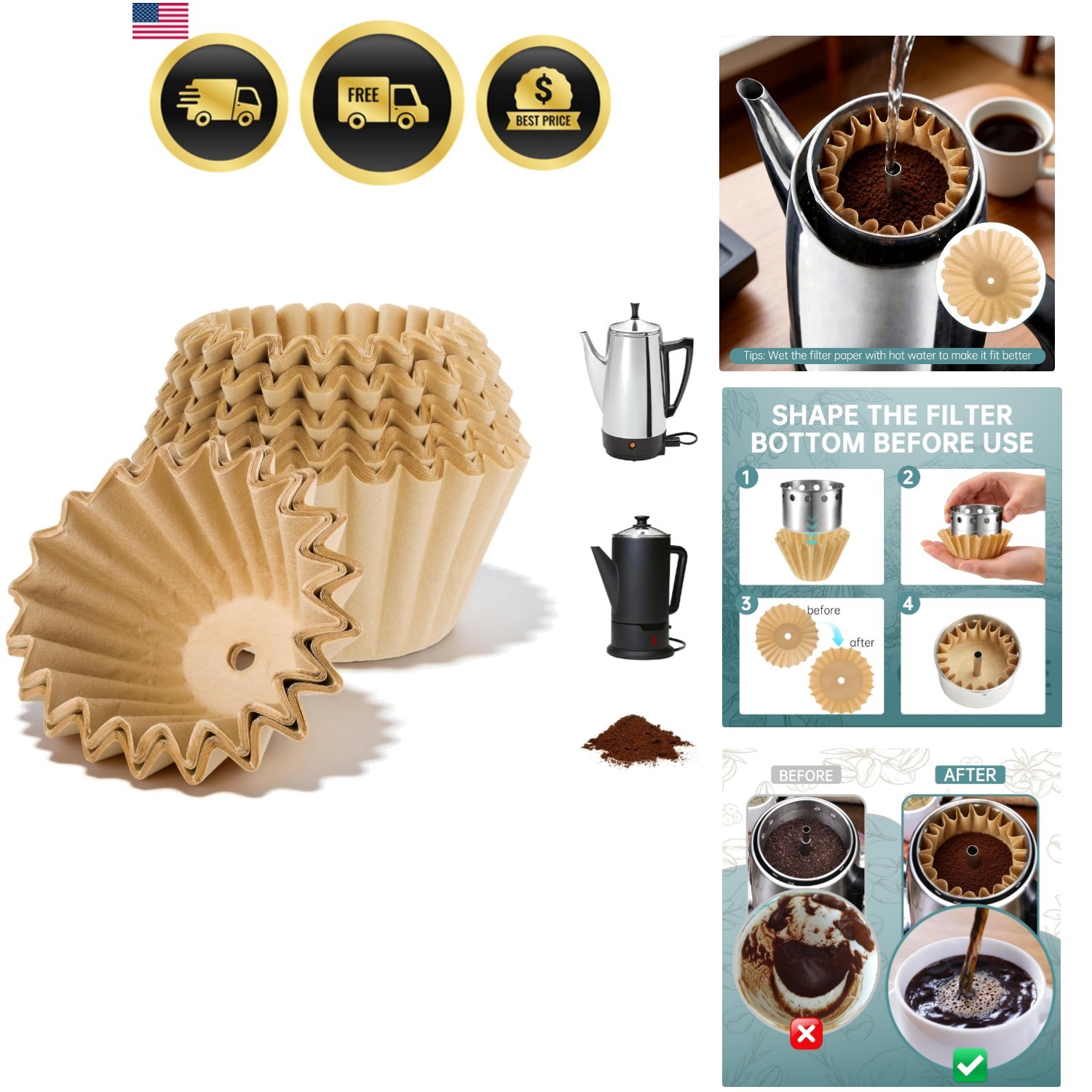 Percolator Coffee Filters Compatible with Presto Coffee Pot Electric 12 Cup |...