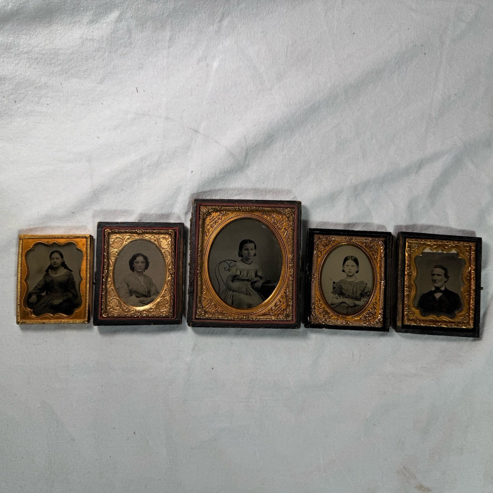 5 Lot Of Civil War Era Antique Ambrotype & Daguerreotype Half Case Photographs