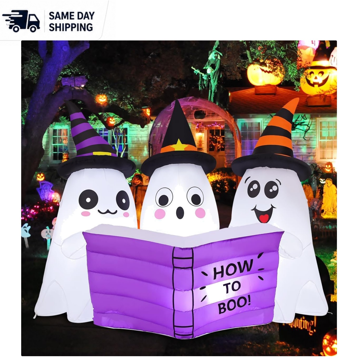 Charming 5.2FT Halloween Ghost Inflatables with Built-in LEDs for Festive Decor