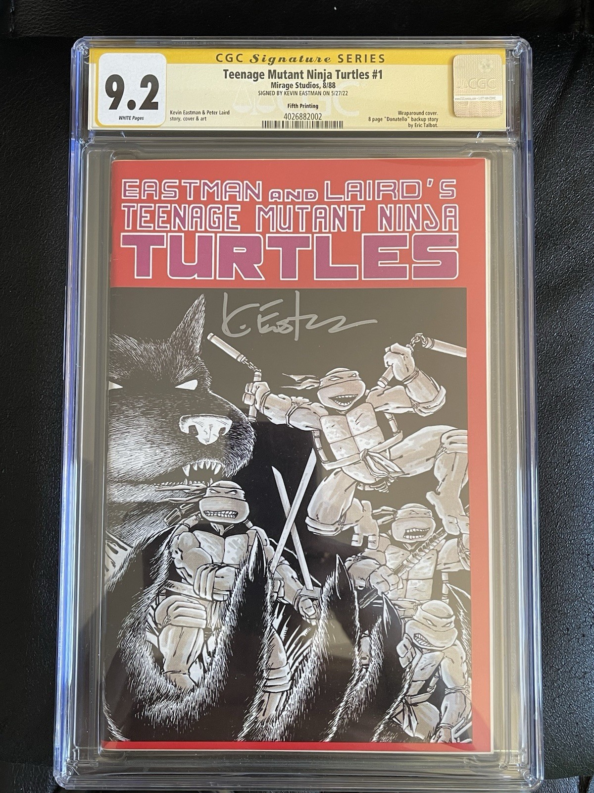 TEENAGE MUTANT NINJA TURTLES 1 5th Print 1988 CGC 9.2 Signed by Kevin Eastman.