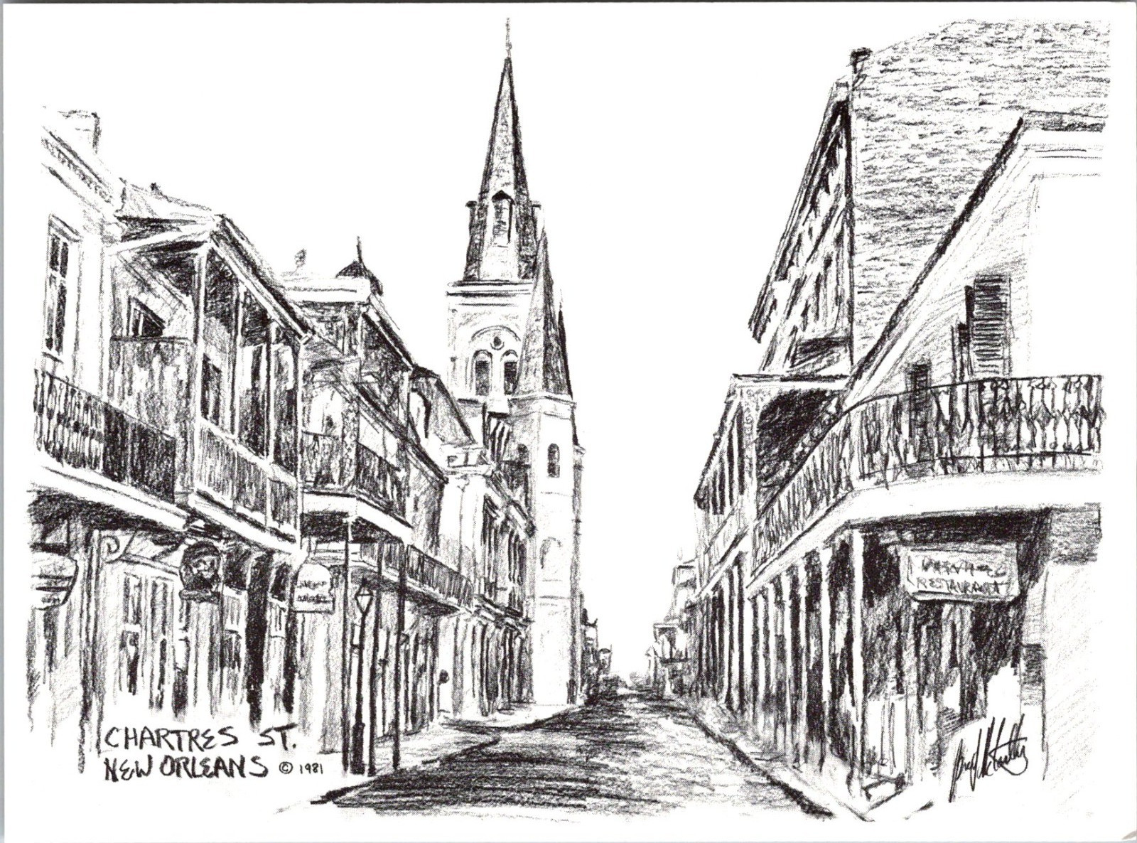 Chartres Street New Orleans LA Vintage Postcard TP14-8