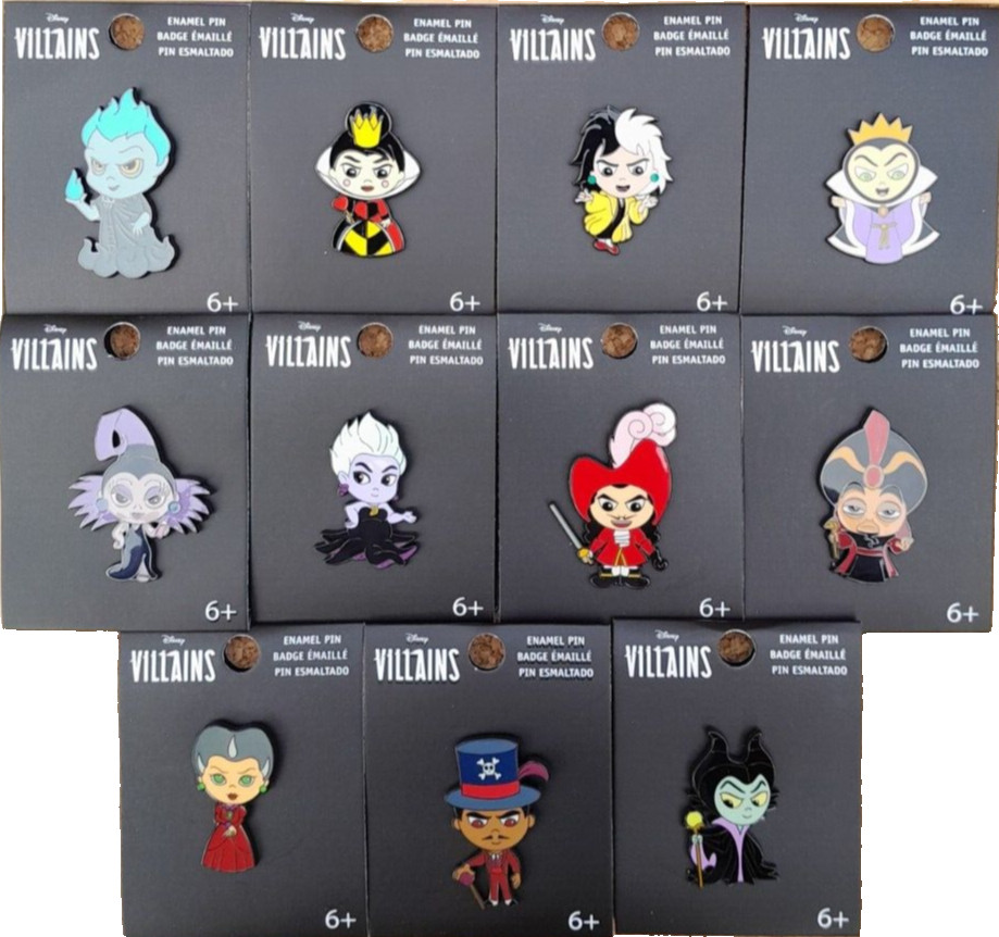 JOBLOT 11x OFFICIAL LOUNGEFLY X DISNEY VILLAINS CHIBI ENAMEL PINS BRAND NEW
