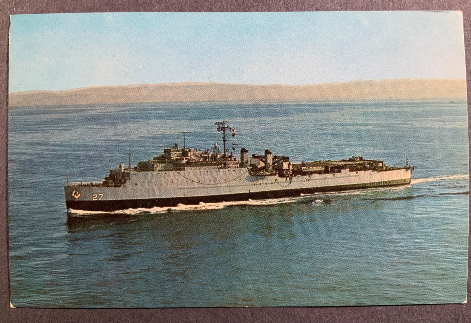Military Ship postcard USN Navy USS Whetstone LSD-27 dock landing ship chrome