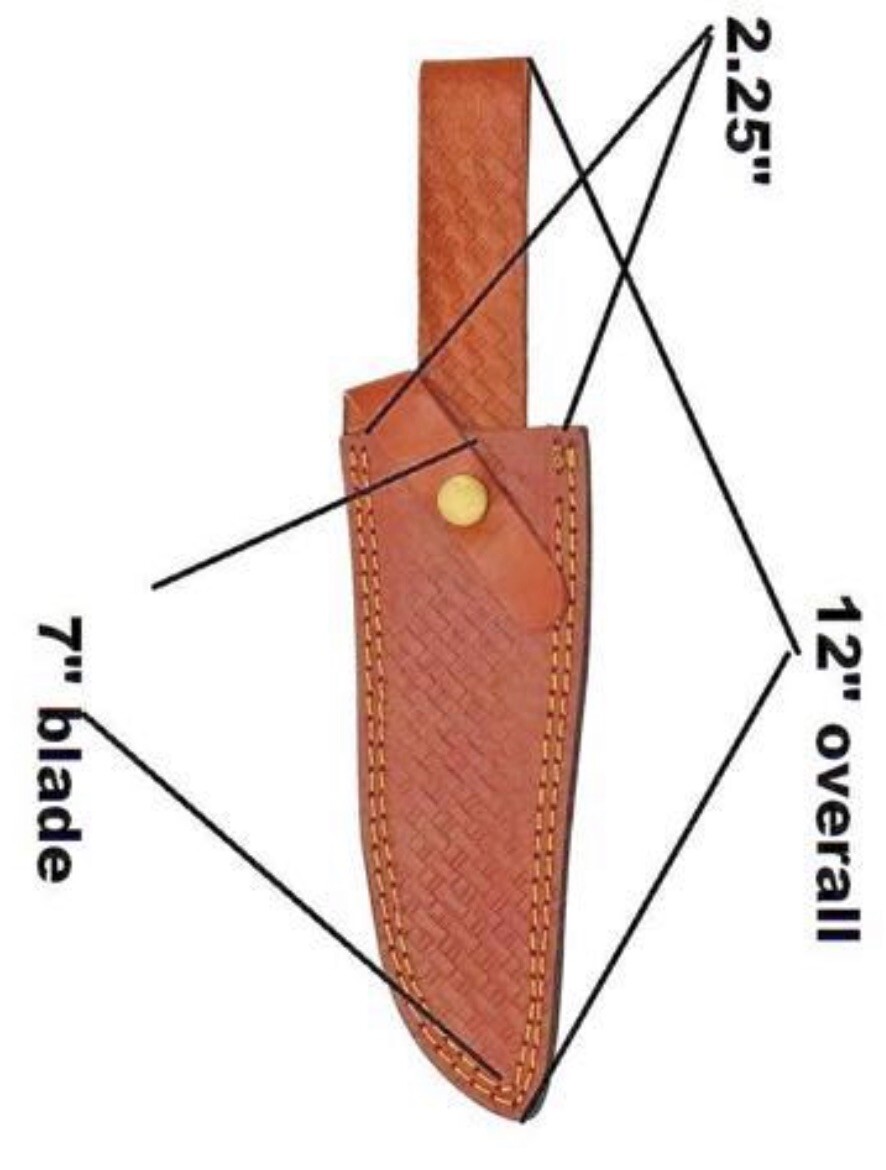 12”Leather Hand Engraved  BELT Loop Knife SHEATH Holster 8”FIXED BLADE KNIFE