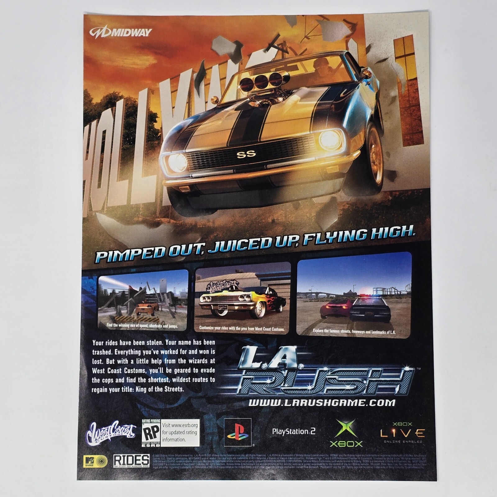 L.A. Rush PlayStation 2 PS2 Microsoft Xbox PC Juiced Print Ad/Poster Promo Art