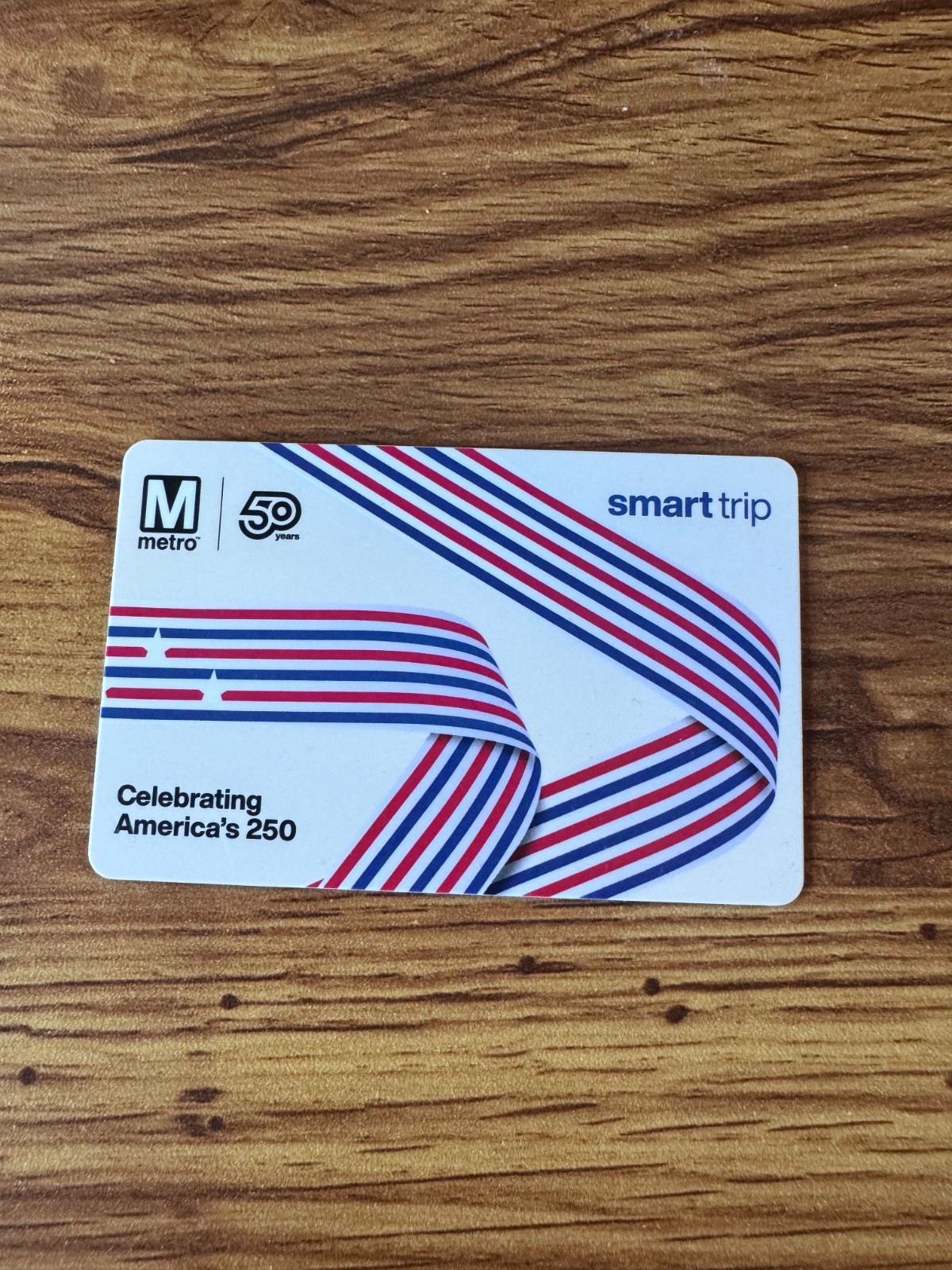 Limited Edition DC Souvenir Smartrip Metro Card WMATA 50th + America 250