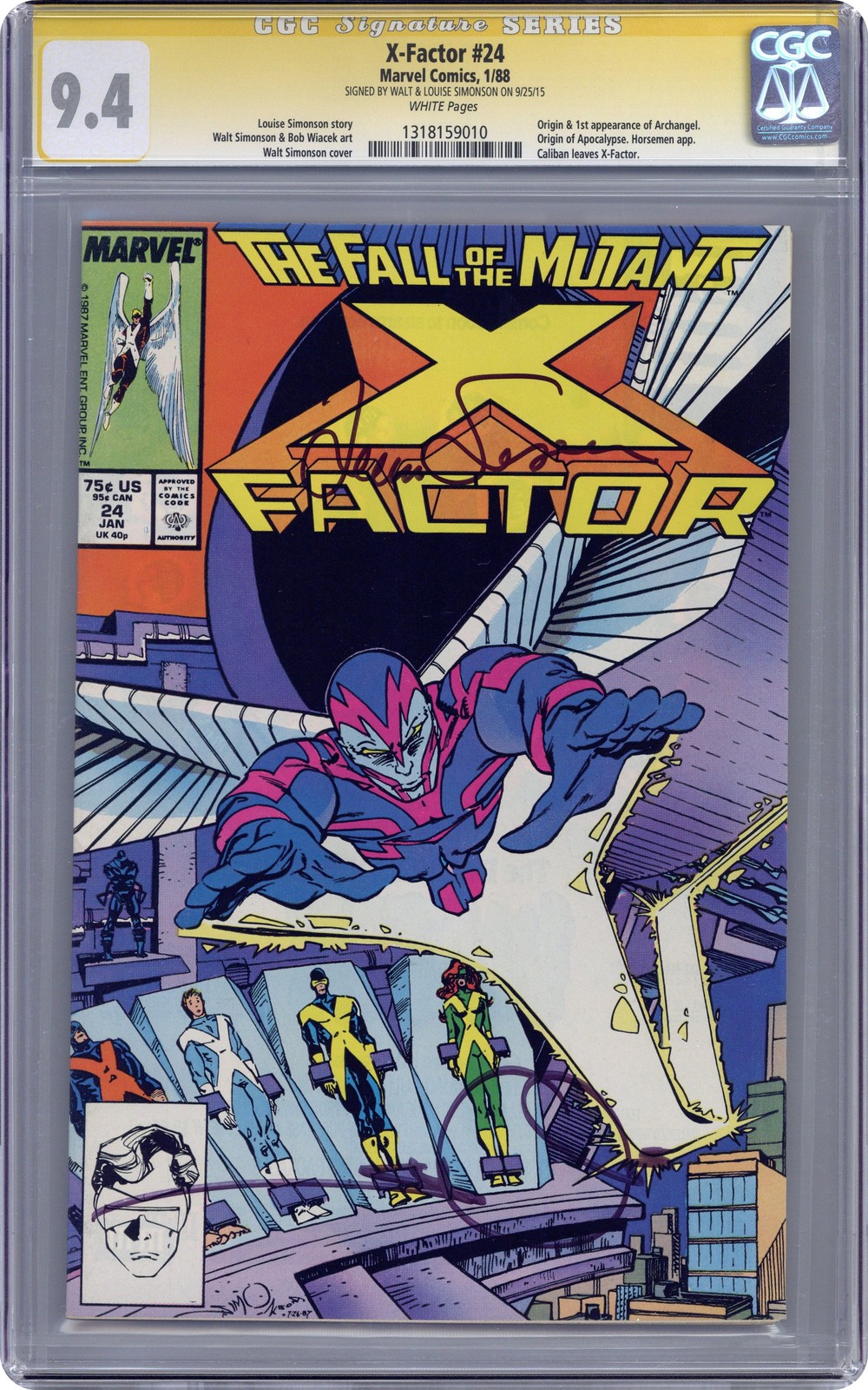 X-Factor #24D CGC 9.4 SS Simonson/ Simonson 1988 1318159010 1st Archangel