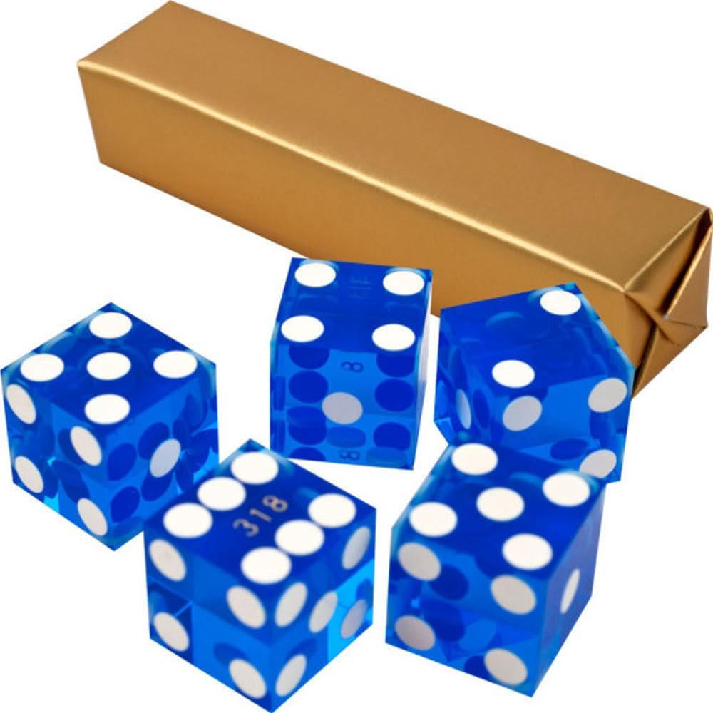 Serialized 19MM A Grade Casino Dice Set with Sharp Edges Blue Game Night