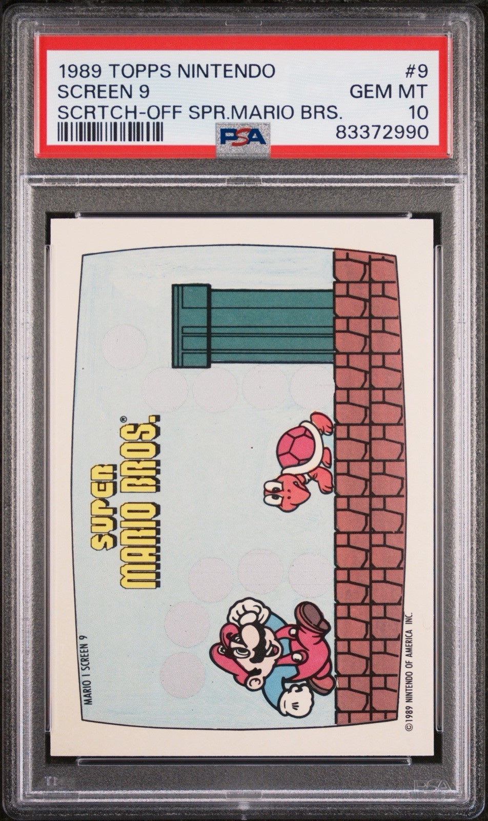 Topps 1989 Nintendo Scratch-Off Super Mario Bros Mario Screen 9 #9 PSA 10