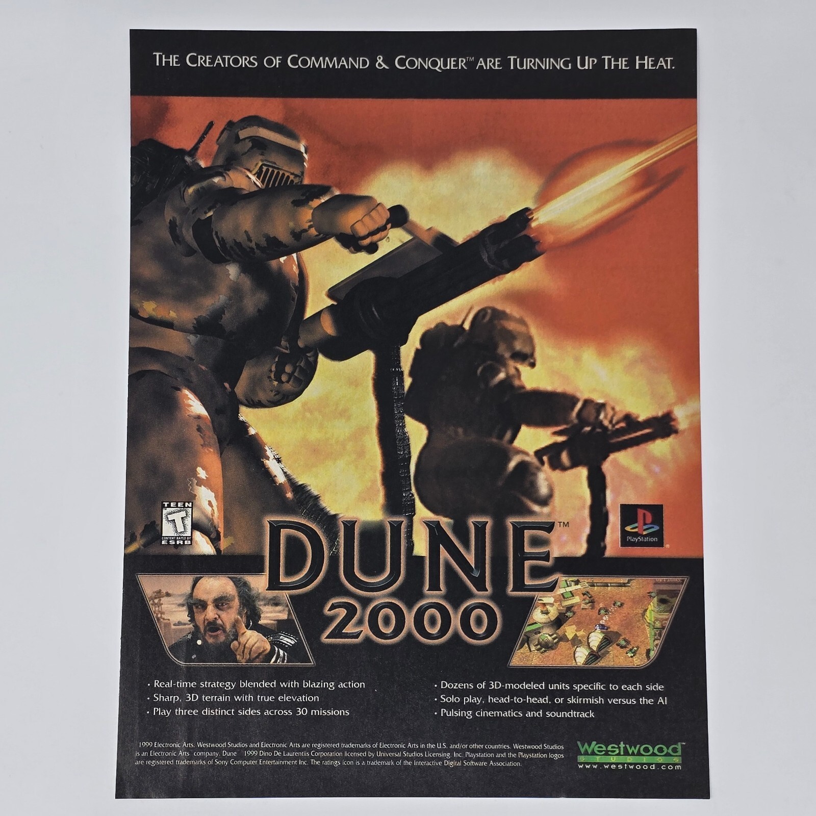 Dune 2000 Sony PlayStation 1 PS1 Turning Up The Heat Print Ad/Poster Promo Art