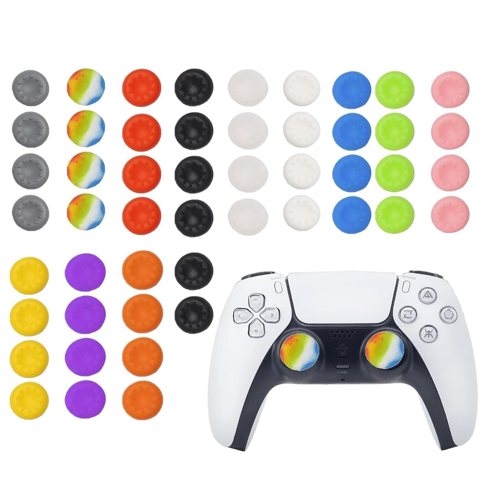 50PCS Silicone Thumb Grips for PS5 PS4, Joystick Caps Cover Analog Stick for ...