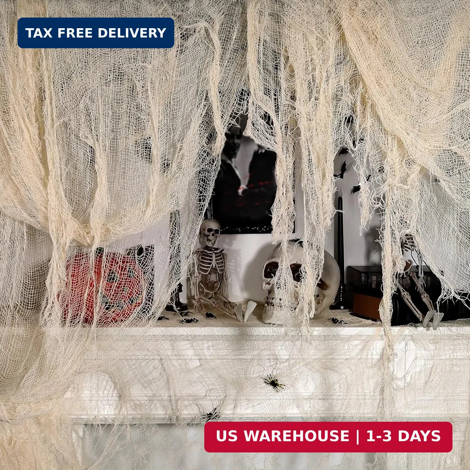 320 x 80 in Halloween Creepy Cloth for Yard and Outdoor Decorations,Beige