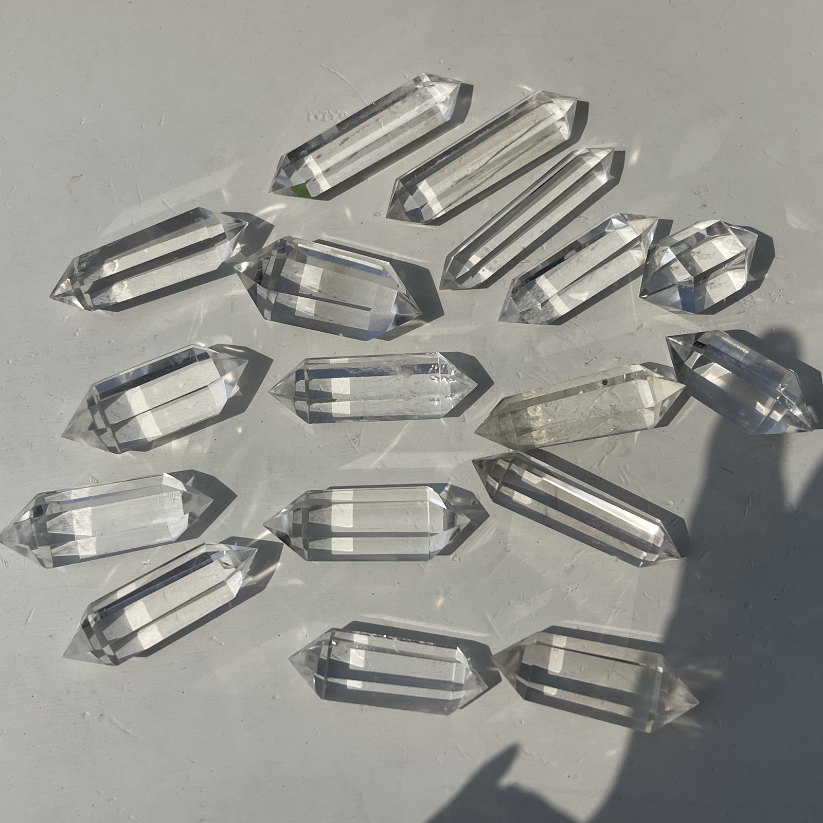 4pcs Natural clear quartz obelisk crystal double wand point healing 30-45mm