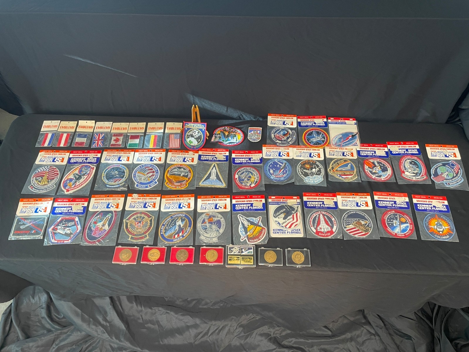 Nasa Astronaut Space Shuttle Patch Lot - 38 patches, 6 commemorative coins