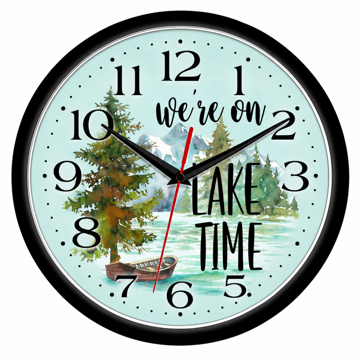 We’re On Lake Time 10 Inch Wall Clock Cabin Lake House Rustic Lodge  | Quartz