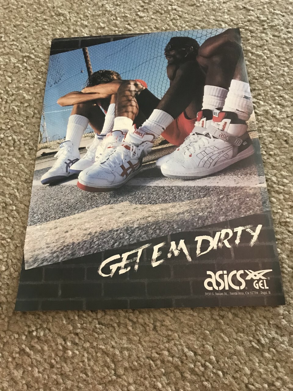 Vintage 1988 ASICS GEL Basketball Running Shoes Poster Print Ad 1980s RARE