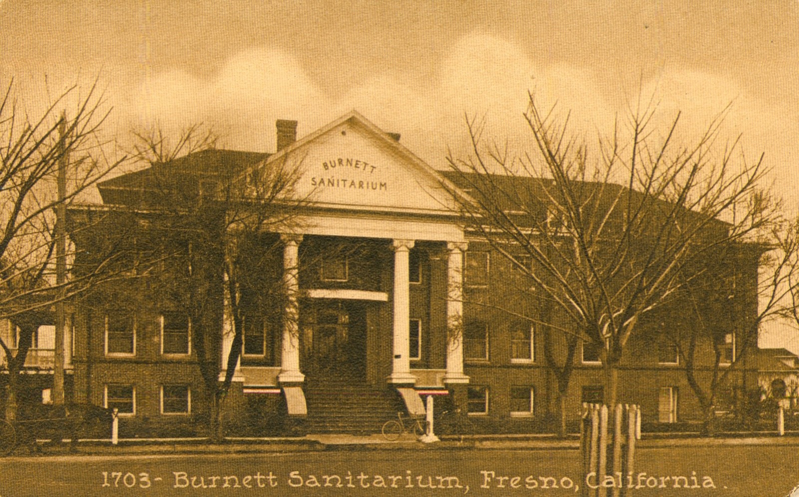 Burnett Sanitarium Sepia Postcard Antique c1909 Fresno,California San FranciscoN