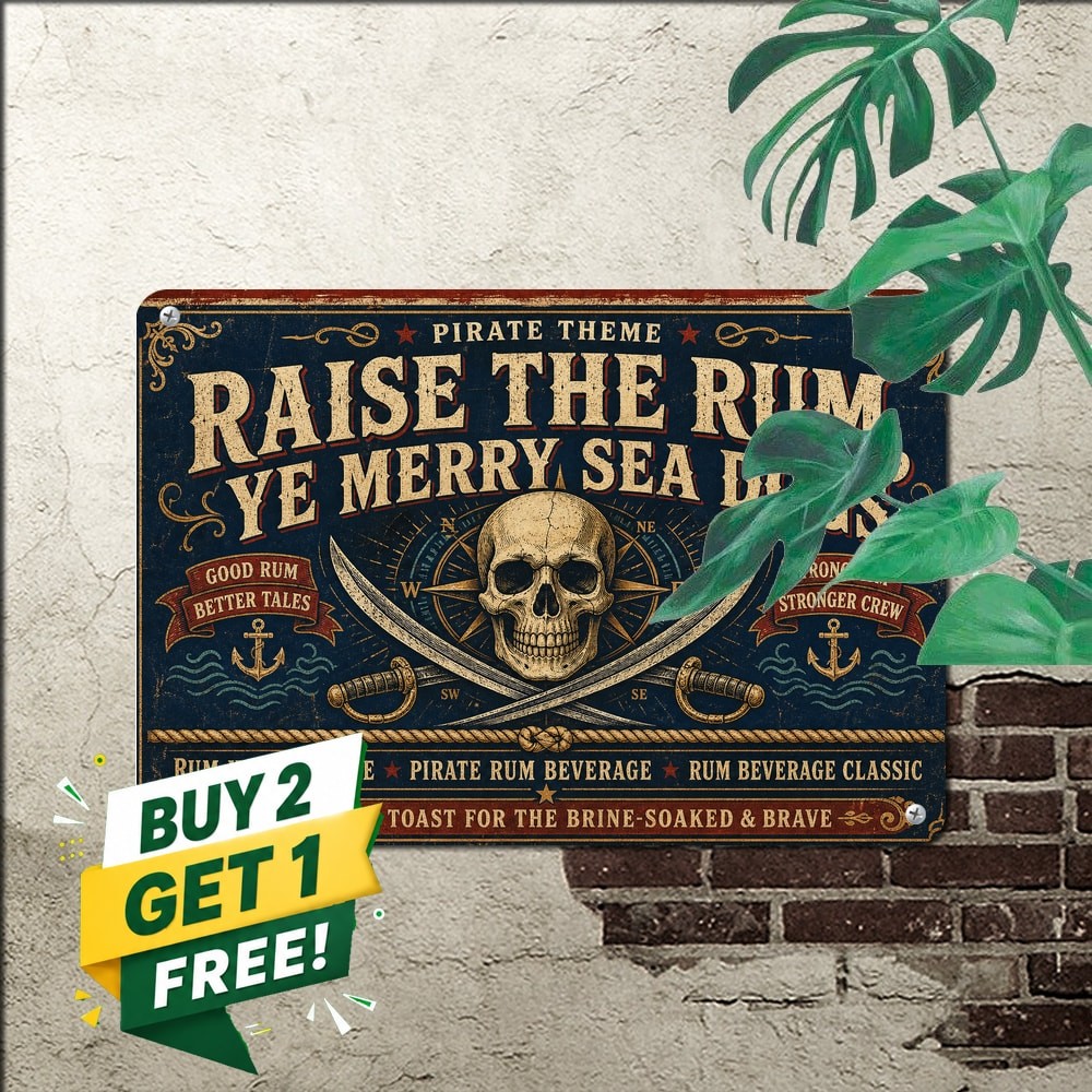 Pirate Rum Beverage Metal Sign Retro Caribbean Bar Pub Wall Decoration