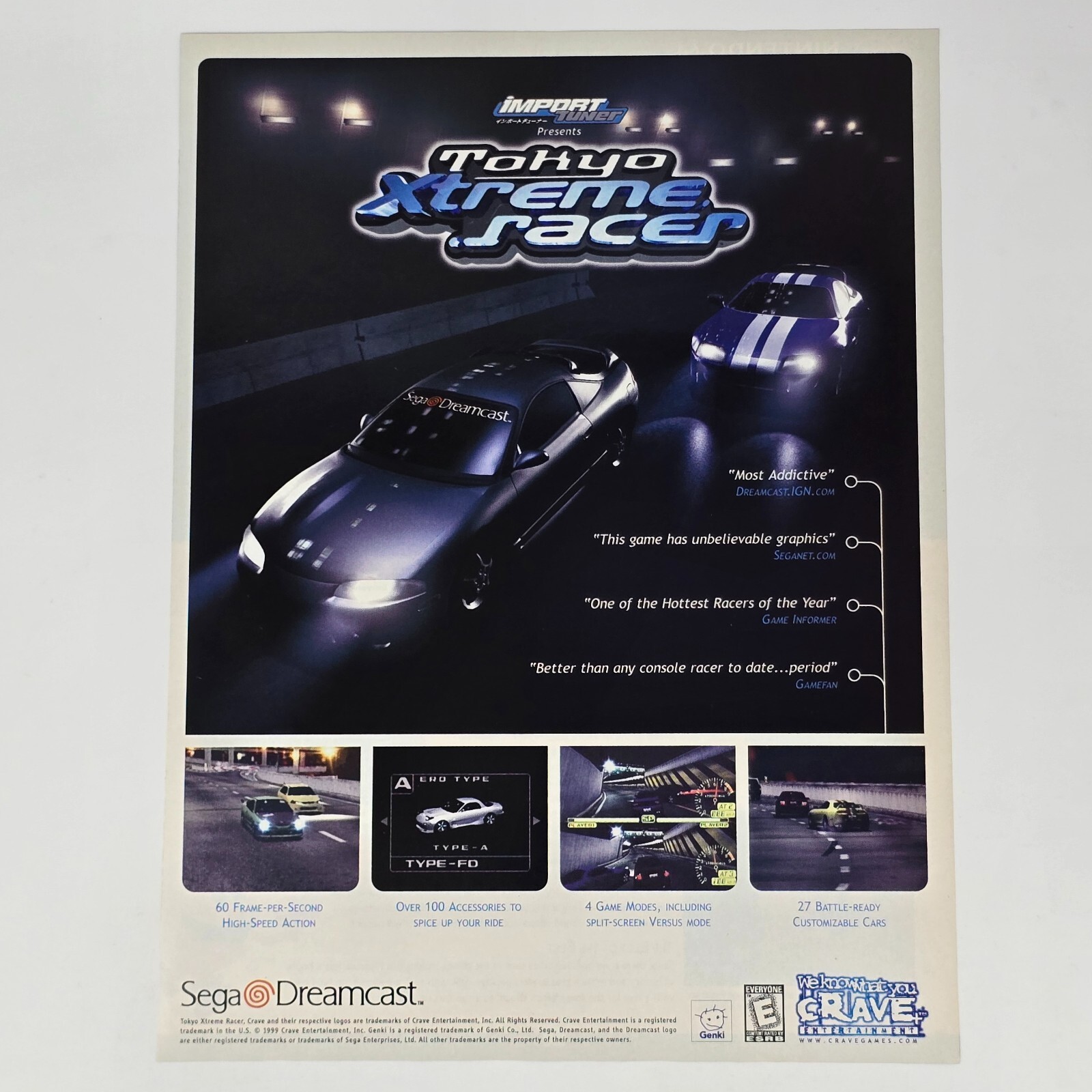 Tokyo Xtreme Racer Sega Dreamcast 60 Frames Print Ad/Poster Promo Art
