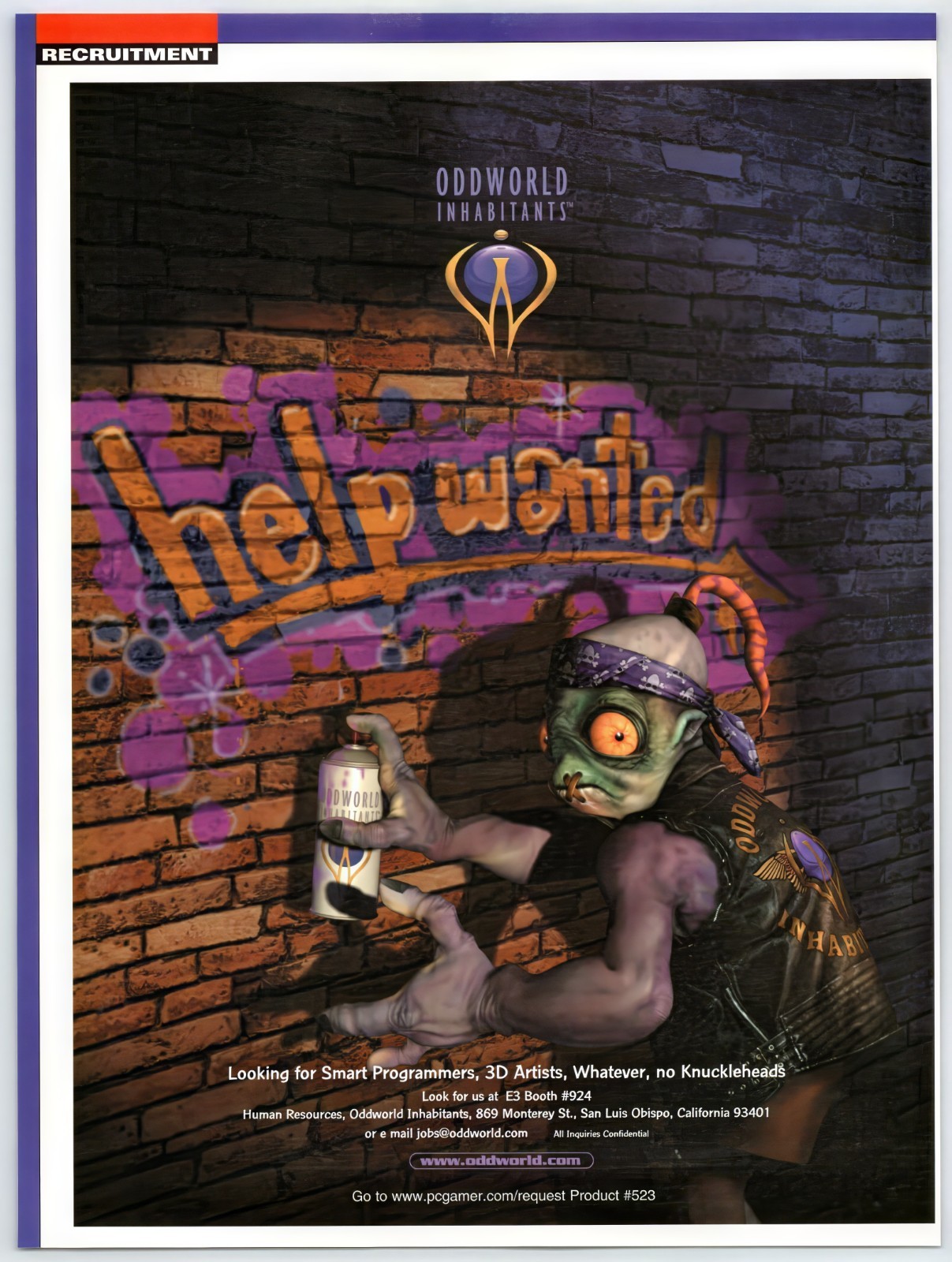 Oddworld - PS1 Game Recruitment - Vintage Original Print Ad/Poster Promo 1999