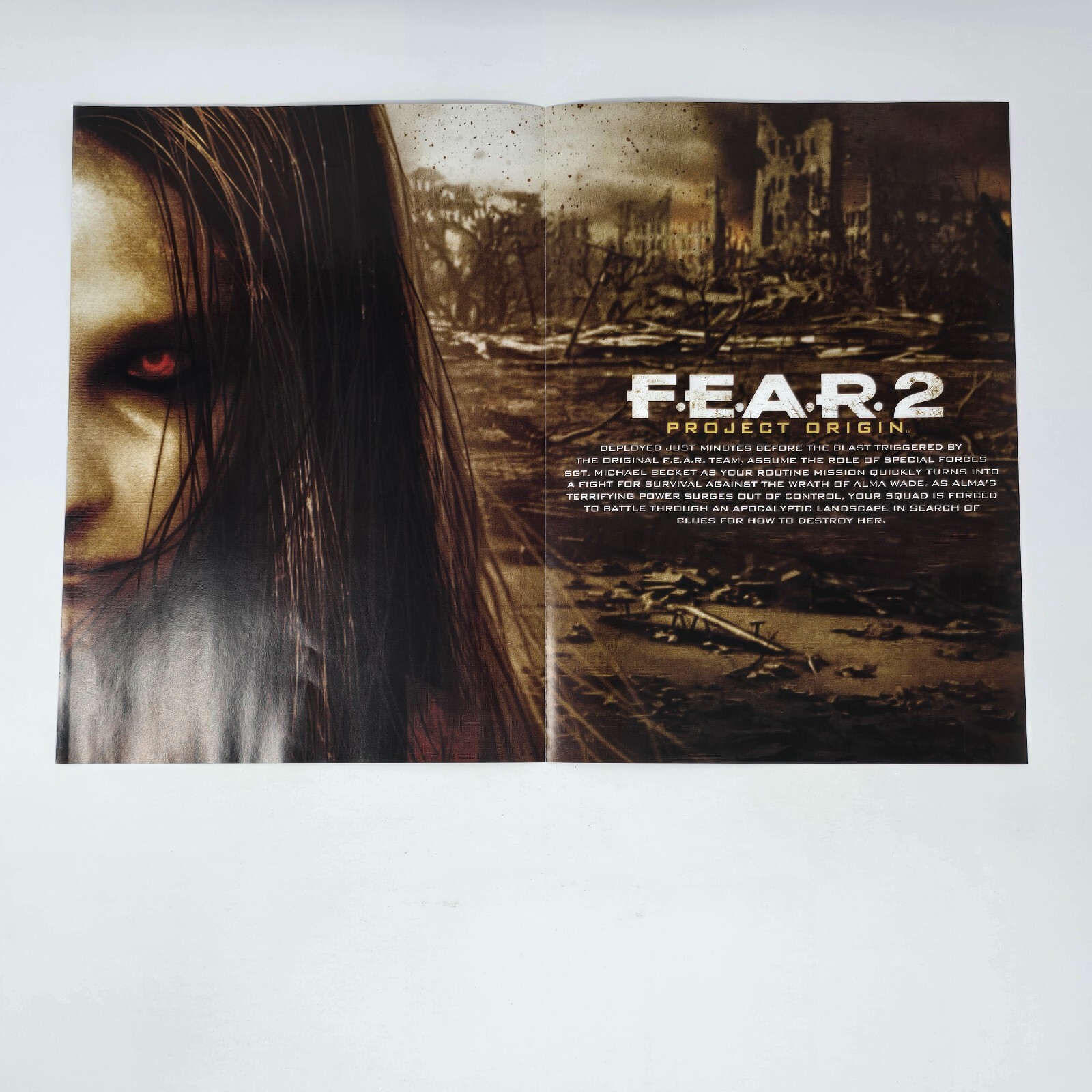 F.E.A.R. Fear 2 Xbox 360 PS3 PC Foldout Print Ad/Poster Promo Art