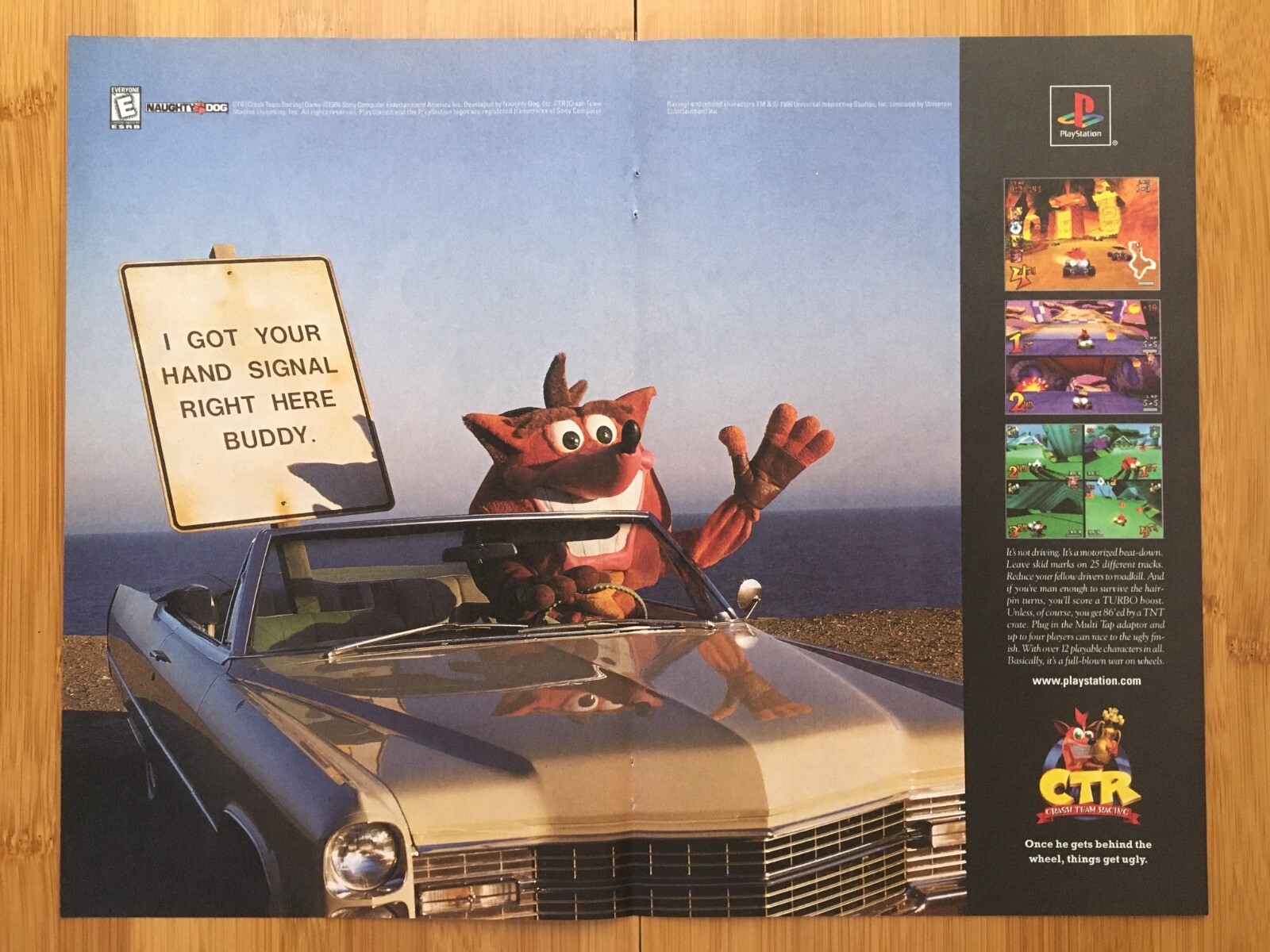 1999 CTR Crash Team Racing PS1 Print Ad/Poster Authentic Crash Bandicoot Pop Art