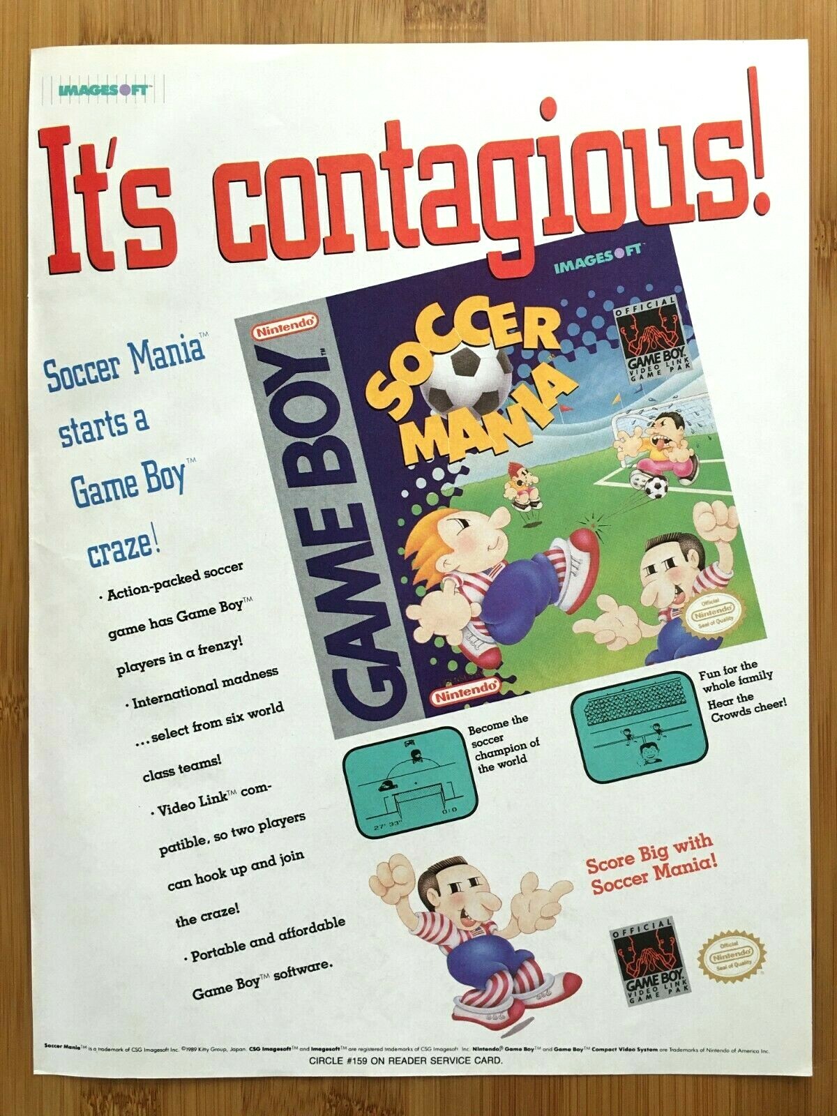 Soccer Mania Game Boy 1992 Vintage Print Ad/Poster Art Video Game Advertisement