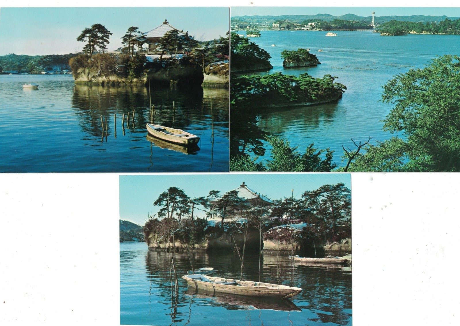 3 VINTAGE MATSUSHIMA JAPAN ONE OF JAPAN\'S SCENIC TRIO POSTCARD