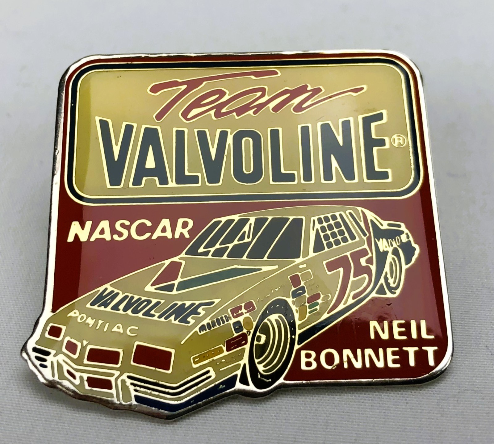 Vintage Neil Bonnett #75 Team Valvoline NASCAR Pontiac Hat Lapel Pin NOS 1980s