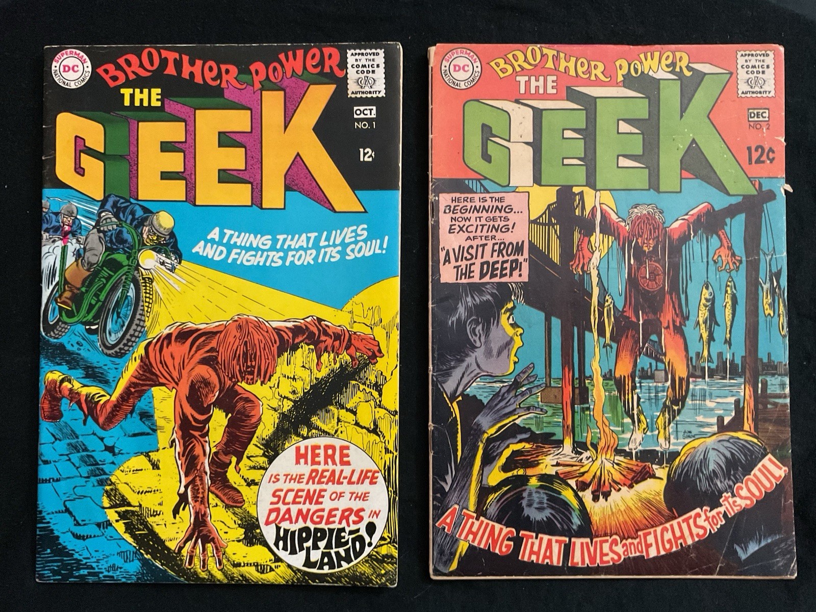BROTHER POWER THE GEEK #1, #2 DC Comics, Joe Simon. Groovy Hippie Flower Power