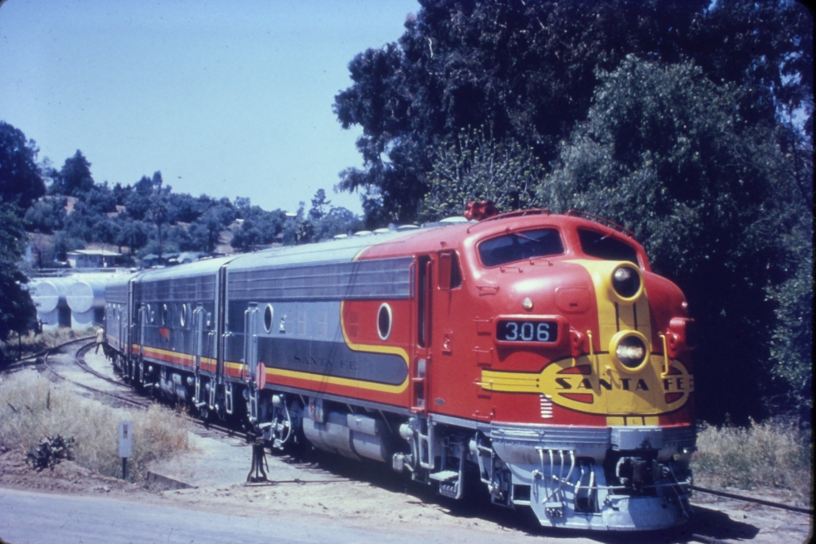 ATSF SANTA FE 306 A FALLBROOK CA VINTAGE BLACKHAWK FILMS SLIDE
