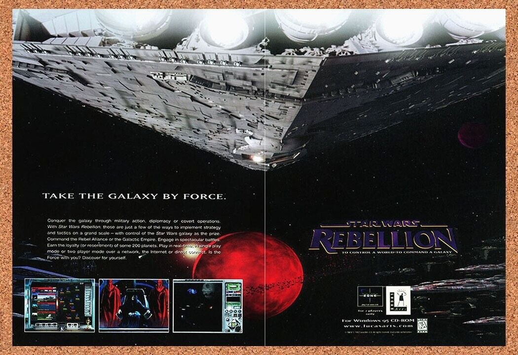 Star Wars Rebellion PC Original 1997 Ad - LucasArts Video Game Promo