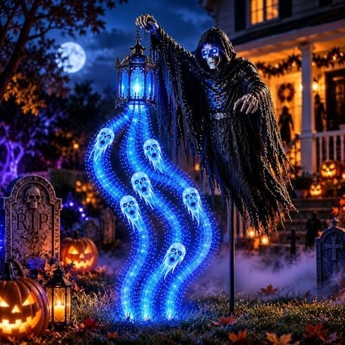 Halloween Soul Harvester Animated Garden Light, Solar Powered Flowing Ghost Ligh