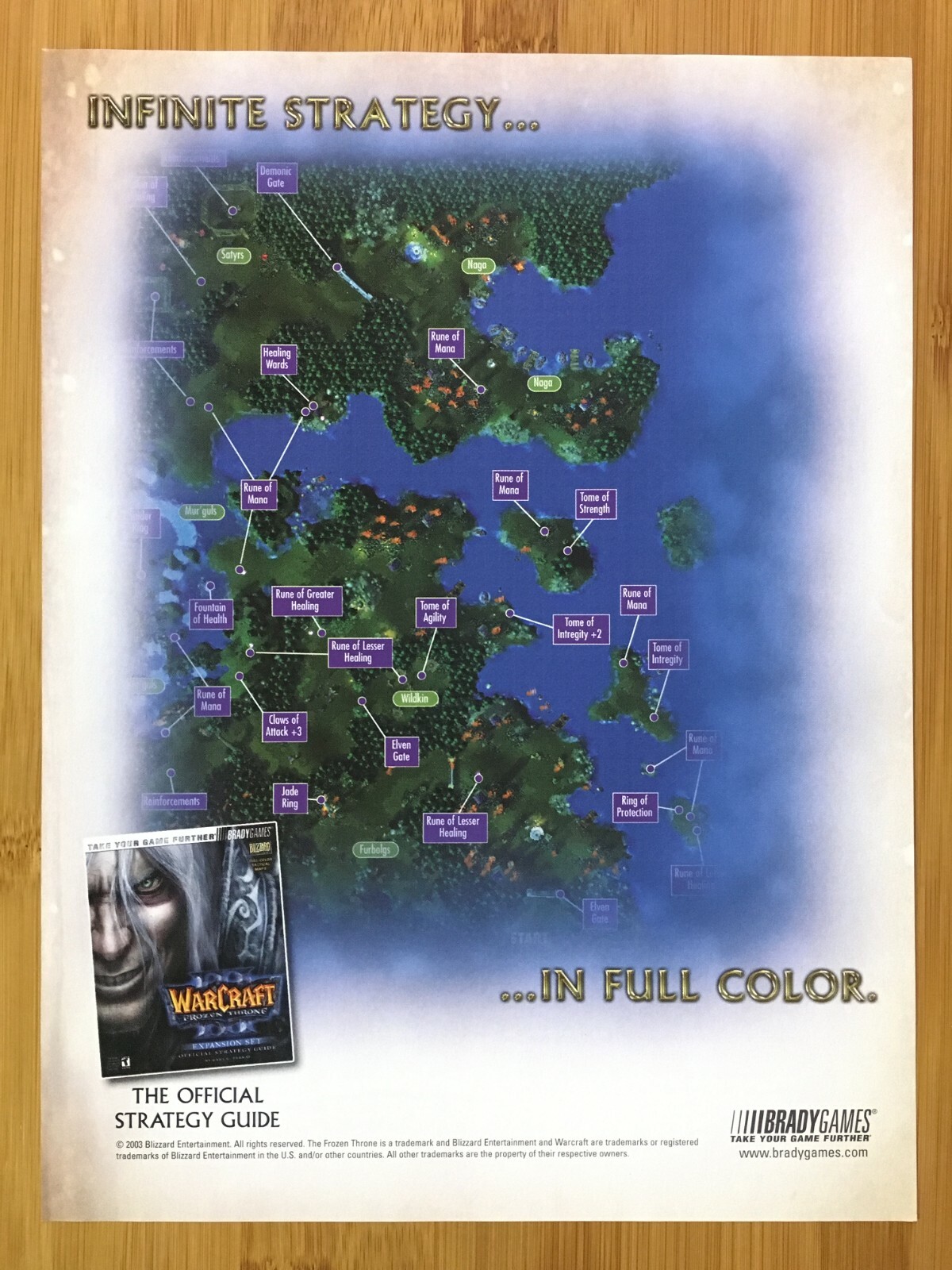 Warcraft III 3: Frozen Throne PC 2003 Print Ad/Poster Bradygames Guide Promo Art