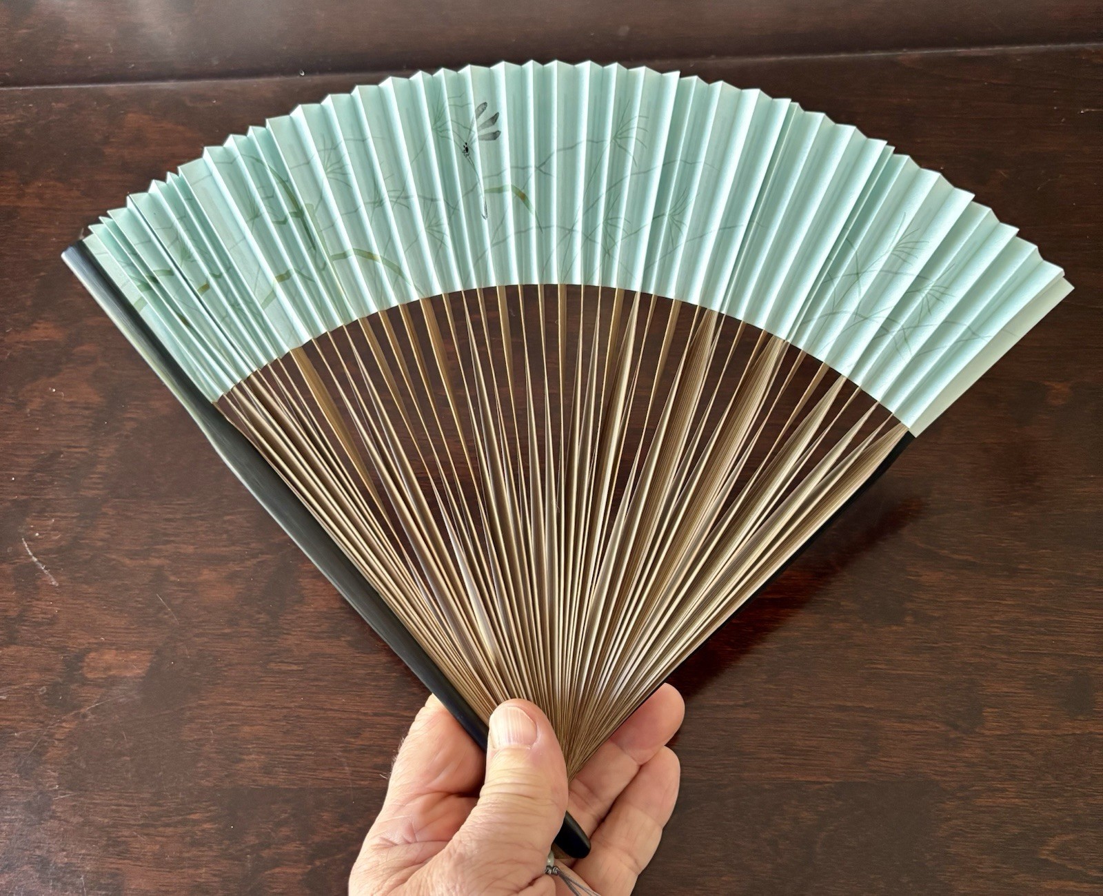 Miyawaki Baisen‑an Vintage Japanese Fan – Dragonfly Art – NOS in Original Box