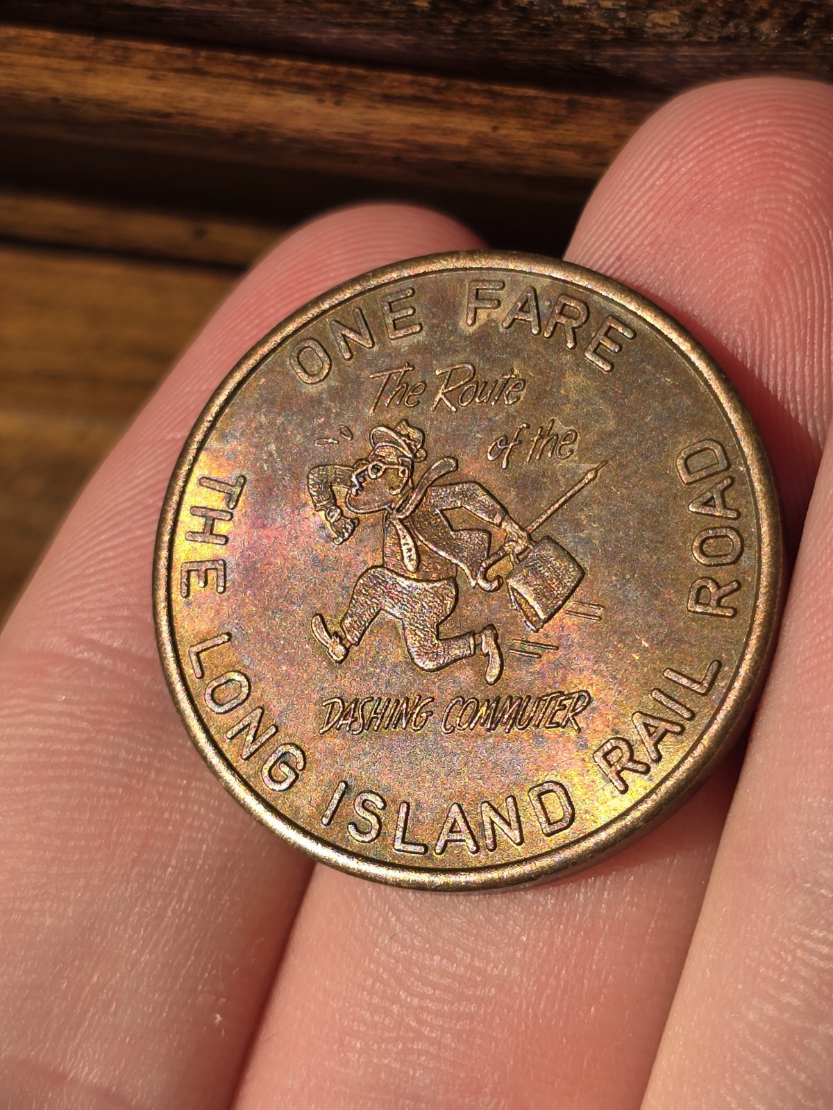 1961 New York Worlds Fair Long Island Rail Road Transit Token Coin One Fare 