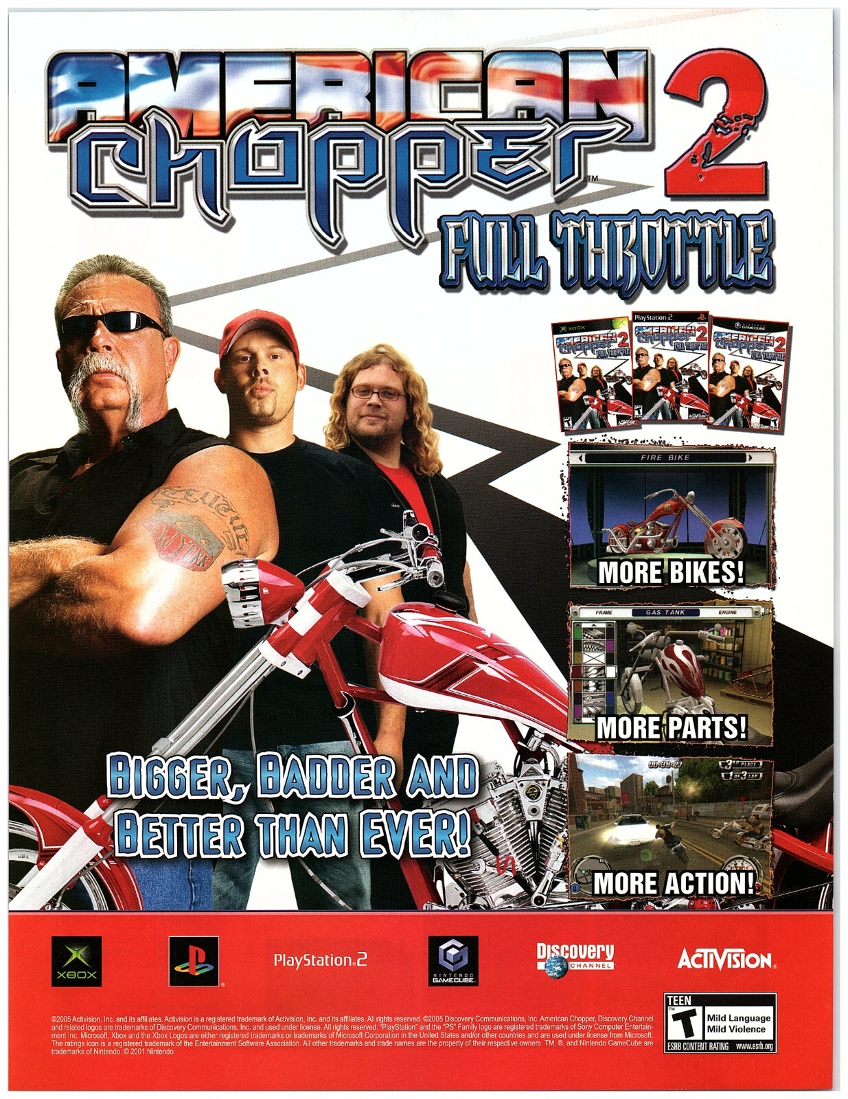 2005 American Chopper 2 Print Ad Full Throttle Video Game Paul Teutul Sr Jr Rick