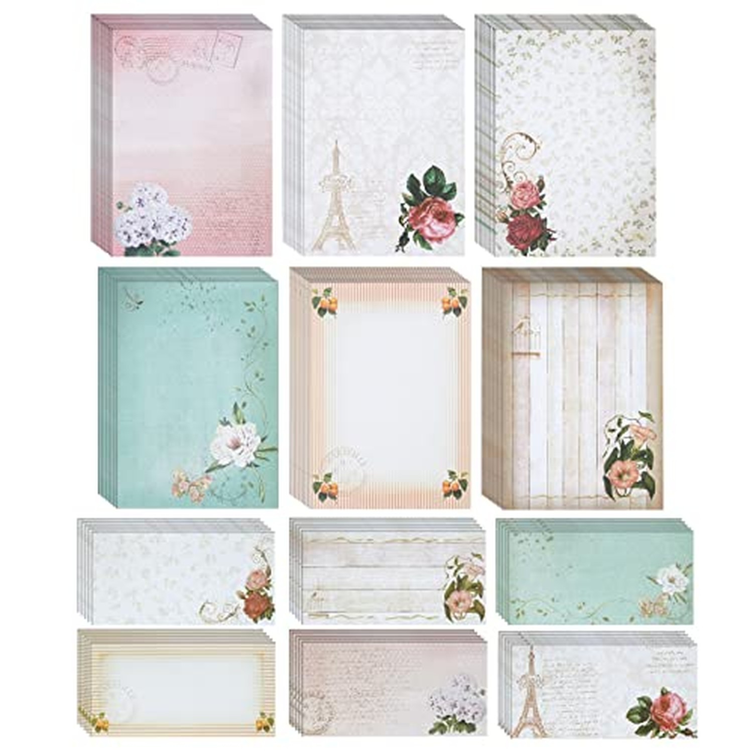 Paper Junkie Stationery Set - 7.25 x 10.2 In, Gold, 60 Sheets & 30 Envelopes ...
